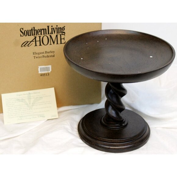 Southern Living Elegant Barley Twisted Pedestal Faux Wood Serving Table 40513 - Picture 1 of 10